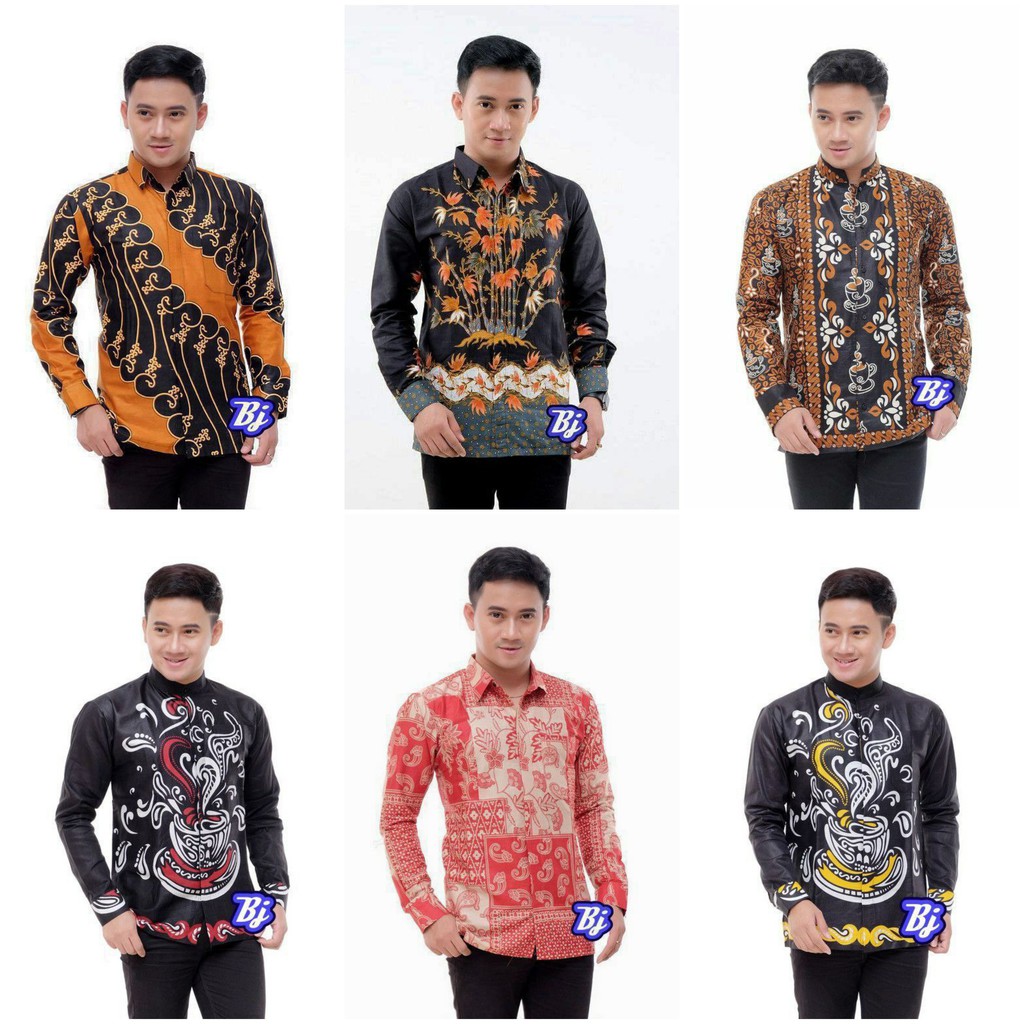 Baju batik Pria Slimfit Big Size S M L XL XXL XXXL Atasan Kemeja Batik Lengan Panjang Original