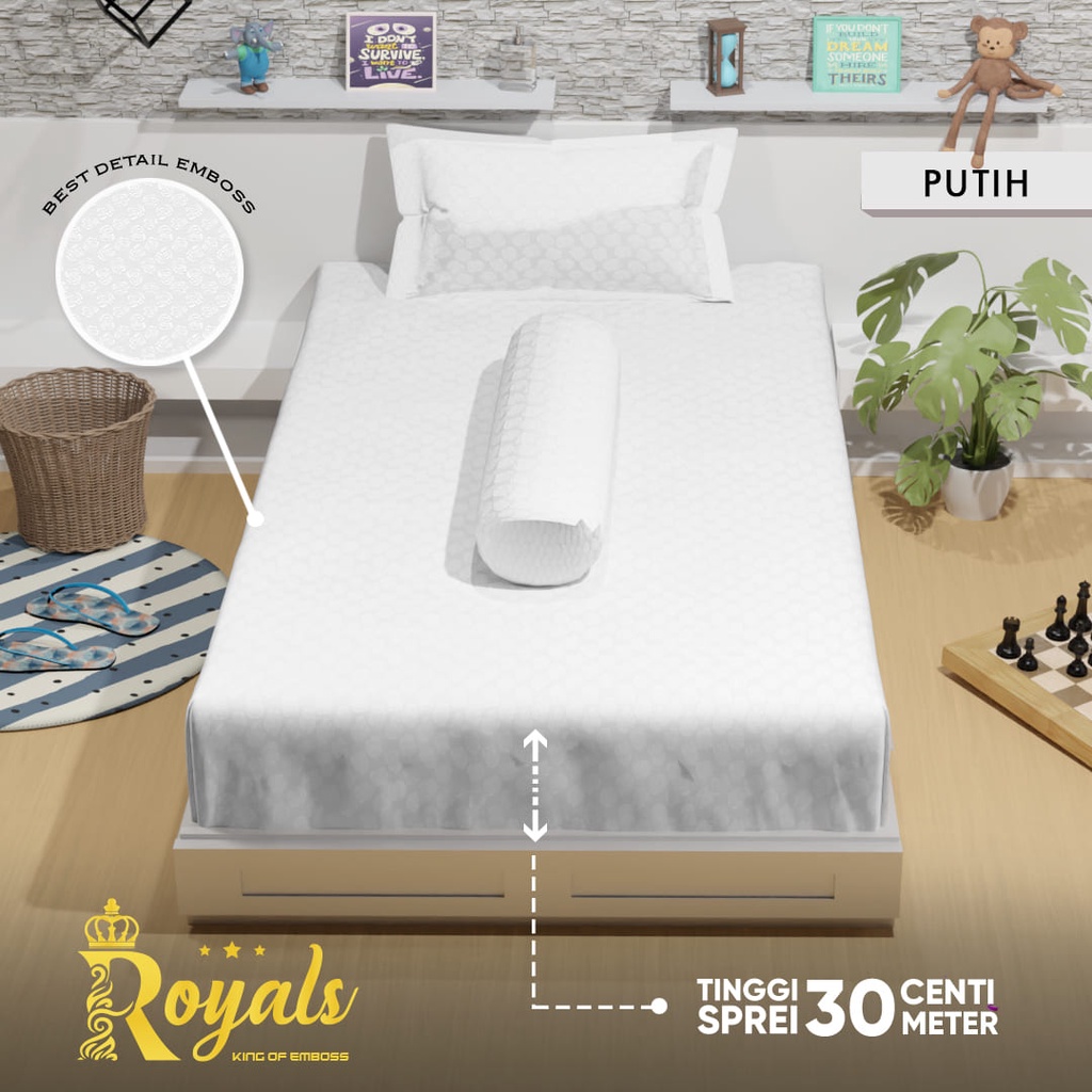 Royals Sprei Jacquard Emboss Uk 100/120 - Putih