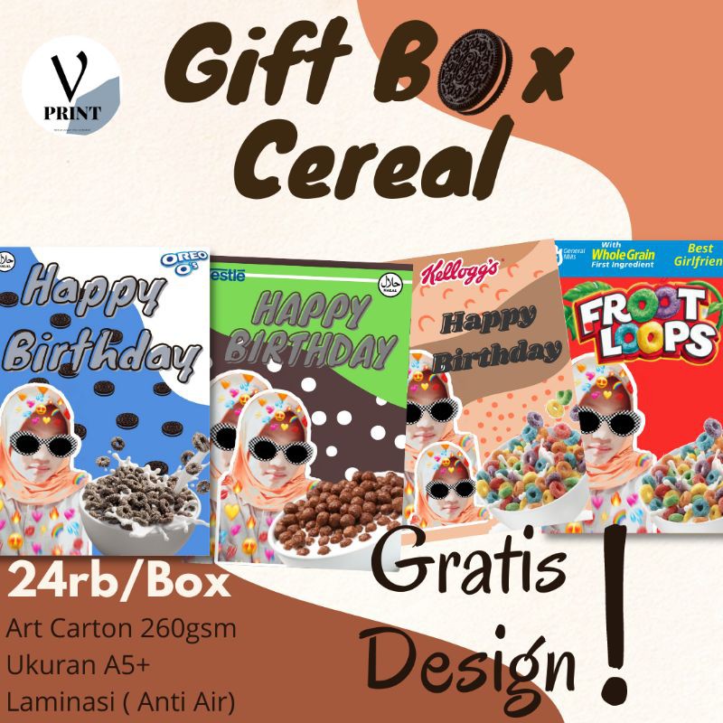 

VIRAL GIFT BOX CEREAL SEREAL BOX CUSTOM A5/A4 Artcarton 260gsm (Anti Air)