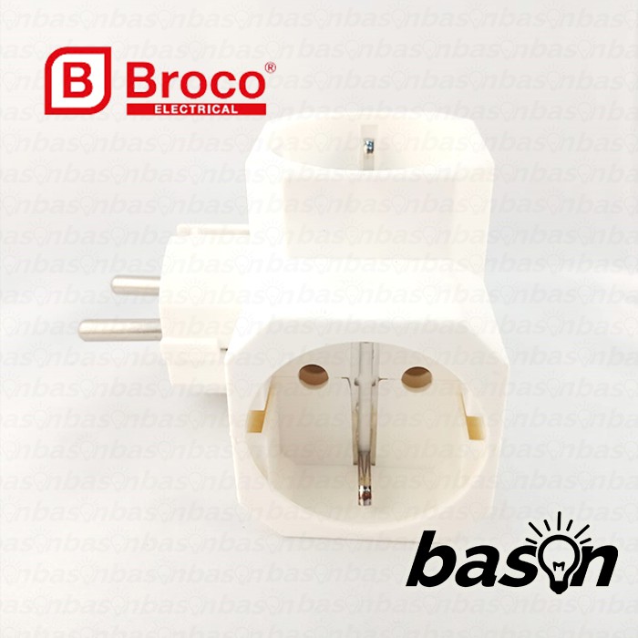 BROCO 13830 STD 3-Way Adapter Plug White - Steker T Arde