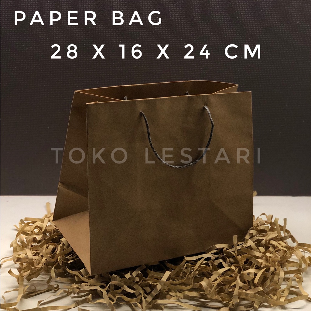 Paper bag polos / Tas kertas belanja / shoping / Kantong Souvenir dan Kue (NX) 28x16x24 cm