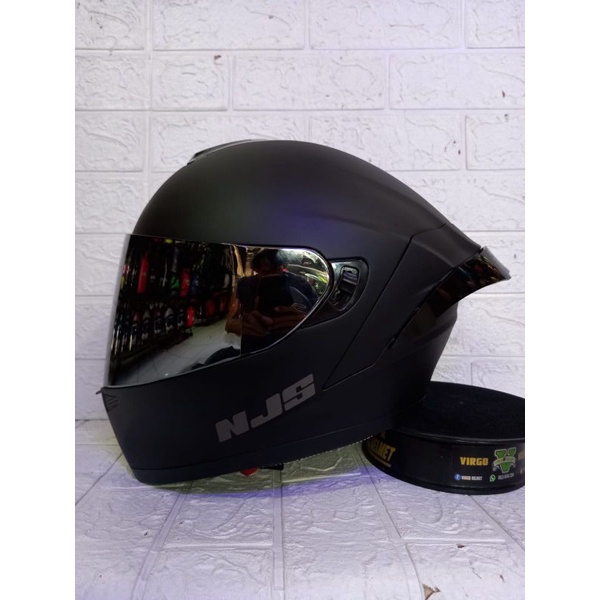 NJS ZX-1 SOLID FLAIN MATT BLACK DOFT PAKET GANTENG VISOR IRIDIUM + SPOILER-4