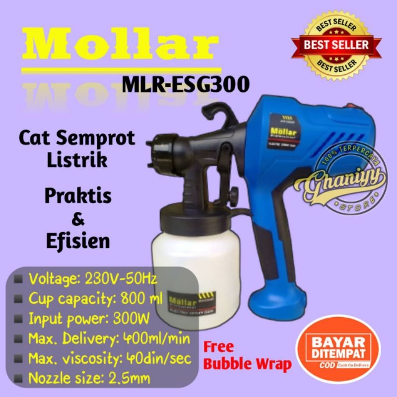 Alat Semprot Cat Listrik Spray Gun Elektrik MOLLAR MLR-ESG300 Cat Besi Deco Tembok AirBrush Furnitur