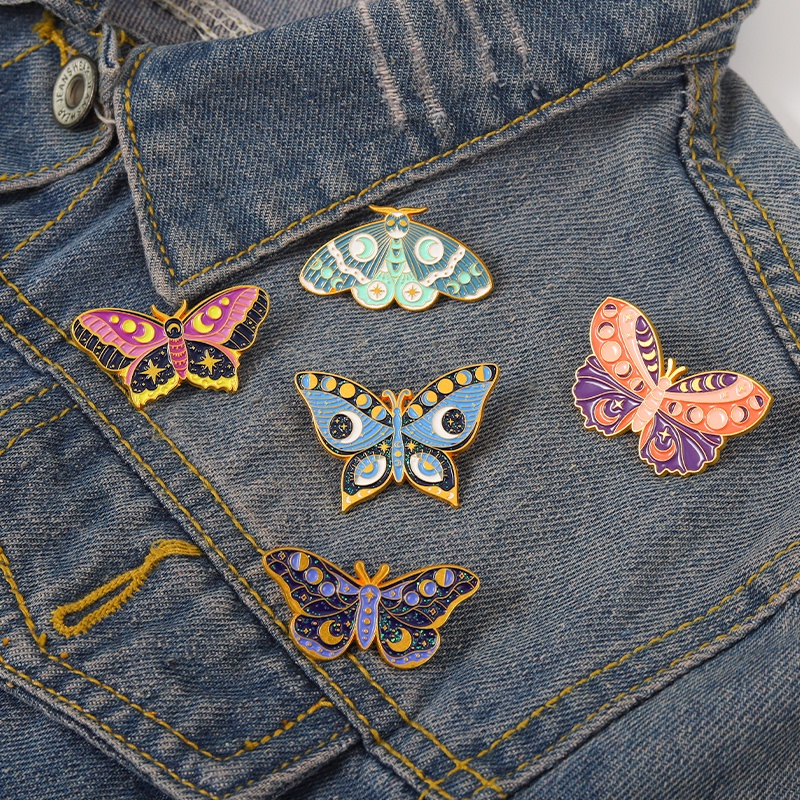 Bros Pin Enamel 44 Gaya Punk Model Butterfly Skull Heart Girl Untuk Hadiah