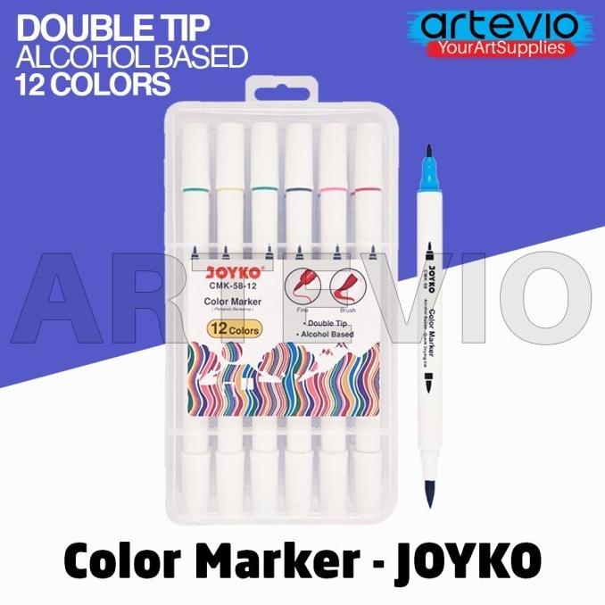 

Color Marker Penanda Spidol Berwarna Joyko Cmk-58-12 Dual Tip 12 Warna