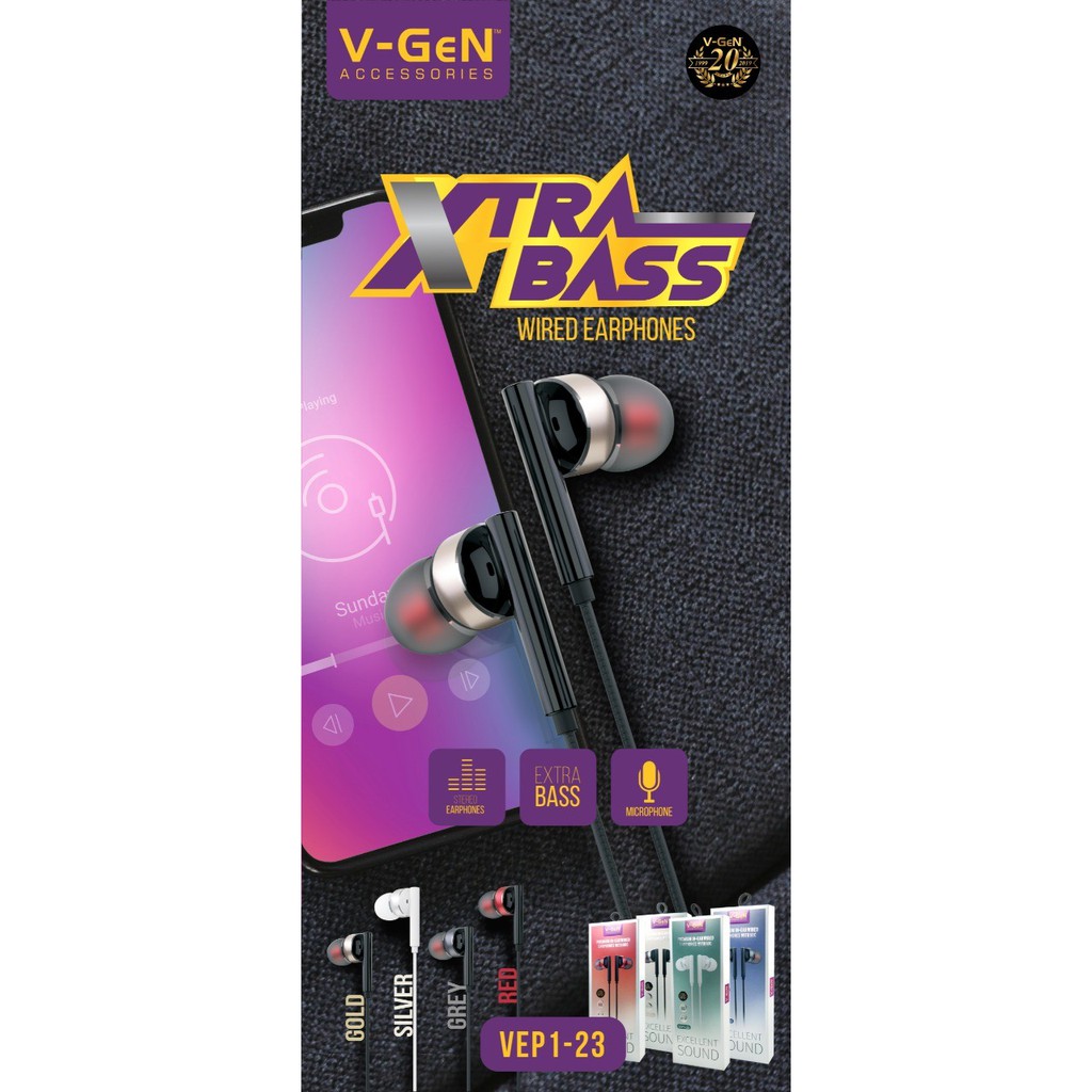 Handsfree V-GeN VEP1-23 Wired Earphone Headset Excellent Sound VGEN