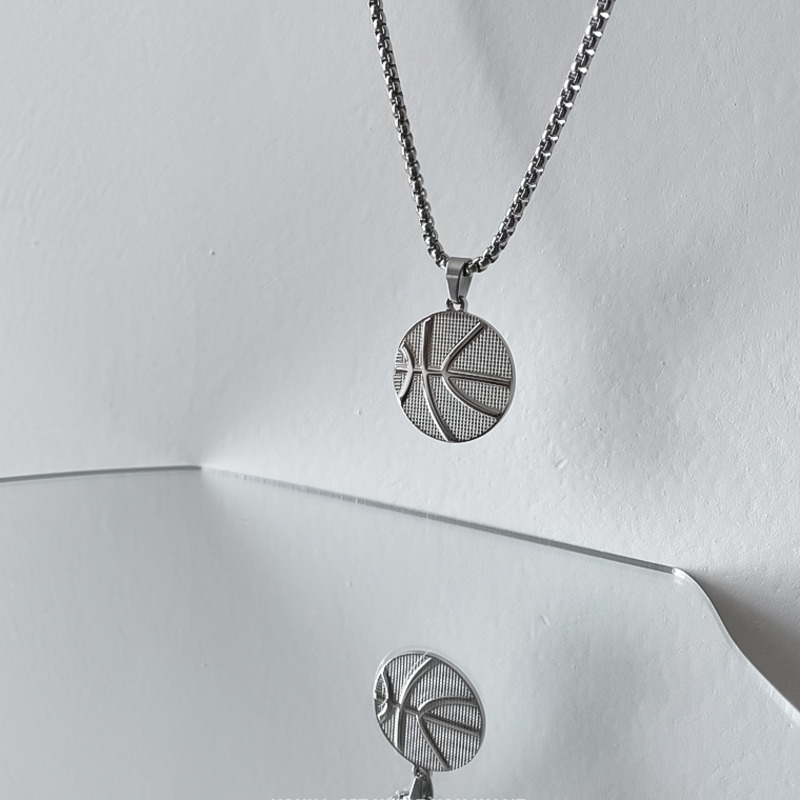 Titanium Steel Necklace Accessories Trendy Personality Medal Basketball Pendant Hip Hop Street