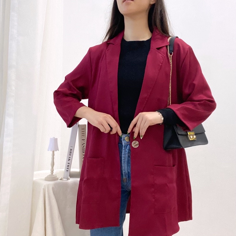 LISA Long Outer / Office Blazer Casual Blazer Dress / Hijab Outer Long Sleeve with Pocket 0344-309