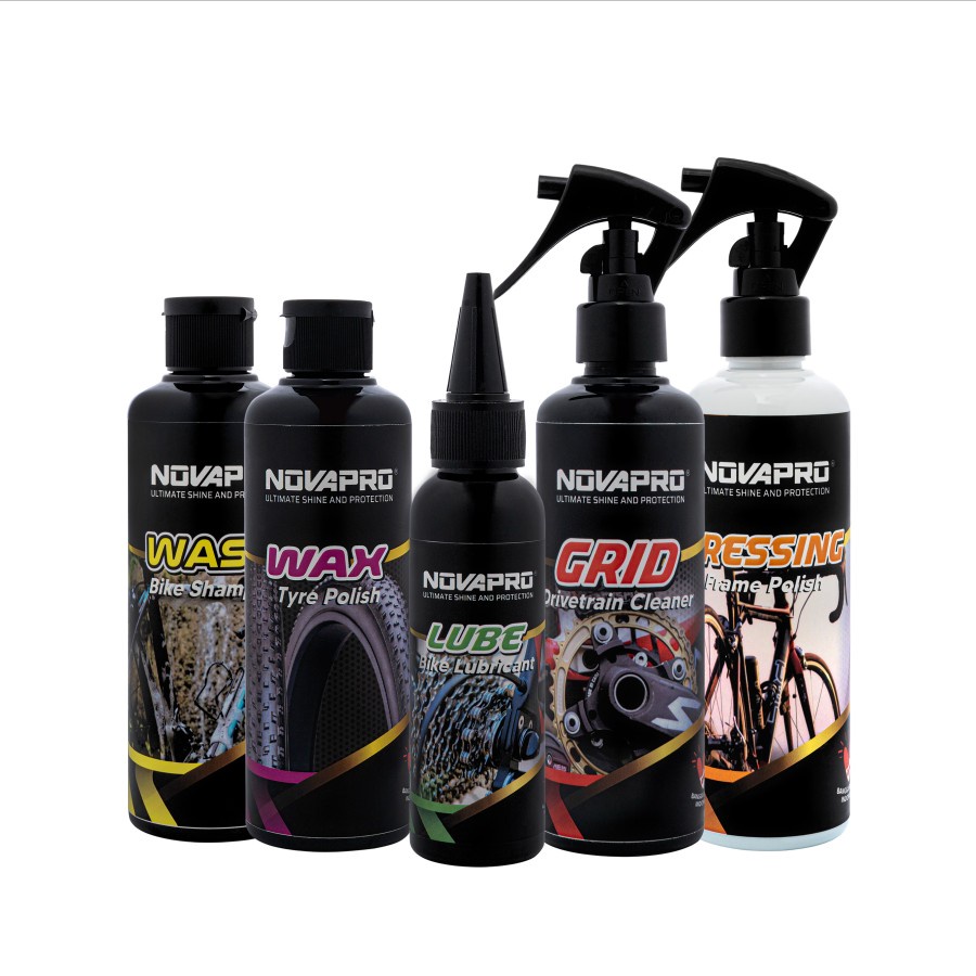 paket 5 in 1 perawatan sepeda Novapro grid lube dressing wash and wax tyre pembersih gear rantai frame bike mtb seli roadbike