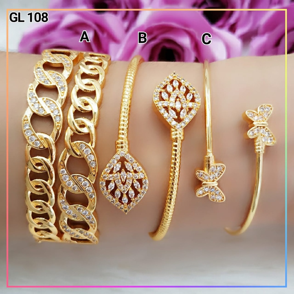 Gelang xuping gelang tangan bangle dewasa kupu spiral elegan perhiasan lapis emas gold GL 108