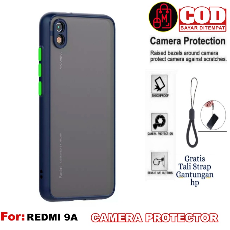 Case Xiaomi Redmi 9A Case Camera protector 2 Tone Doft With Oil Casing Bumper KESING CASE MATTE FREE