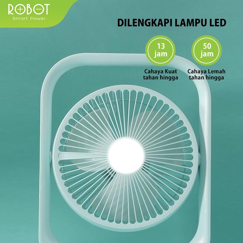 ROBOT RT-BF13 Portable Fan 4000mAh Rotateable Rechargeable Led Illuminated Garansi Resmi 1 year