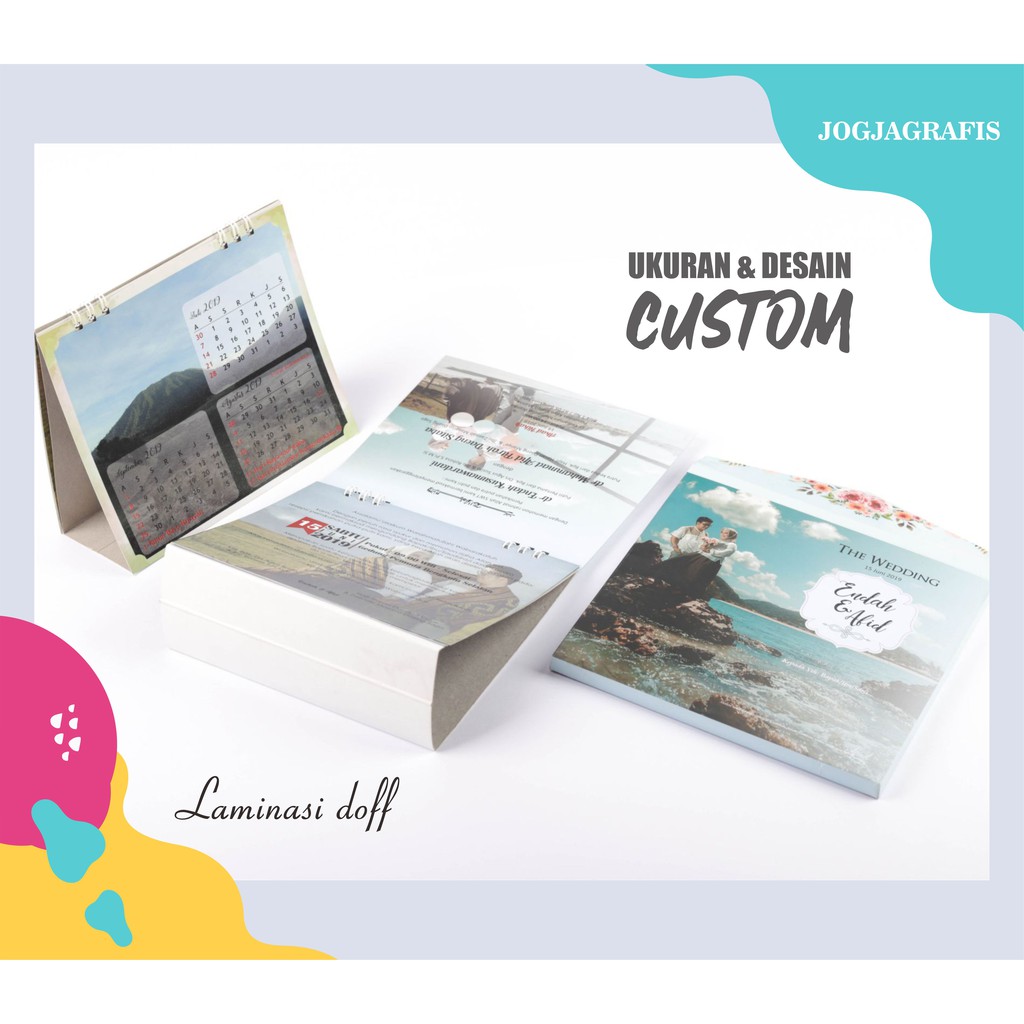UNDANGAN PERNIKAHAN KALENDER DUDUK CUSTOM FULL COLOUR Laminasi Doff + AMPLOP