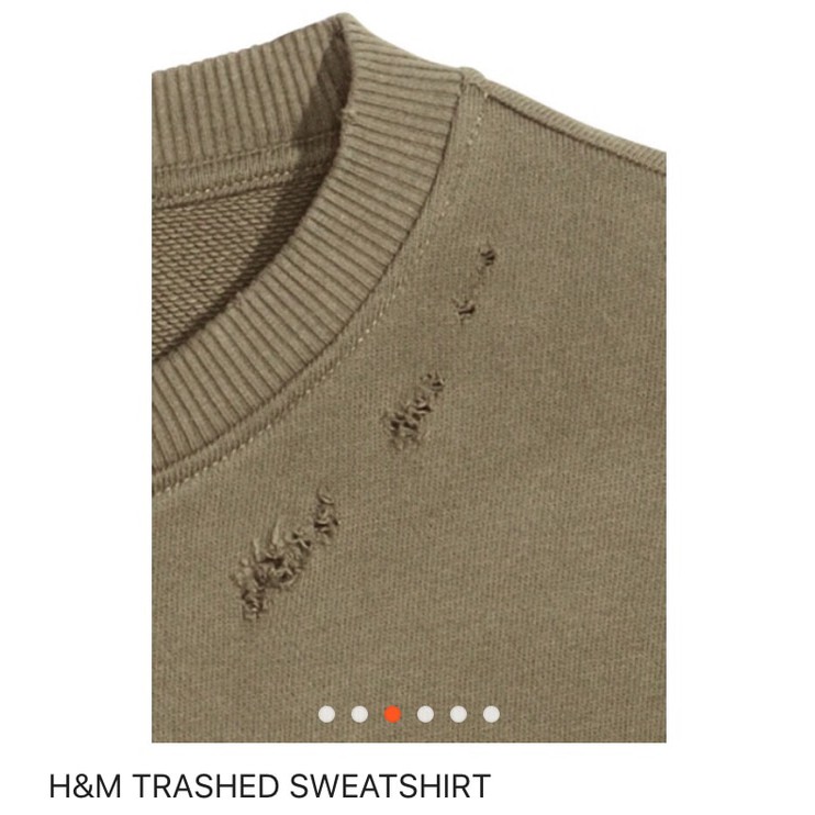 h&m trashed sweatshirt