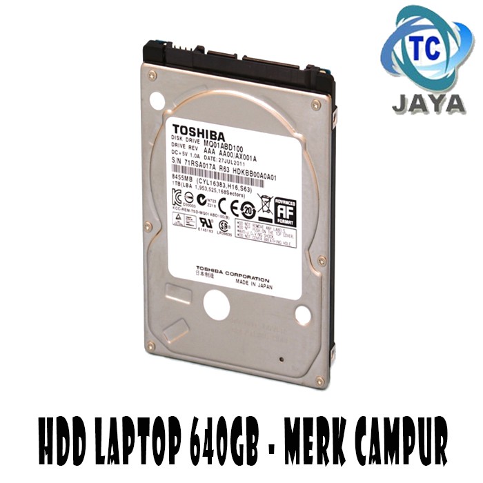 HARDISK INTERNAL Laptop 2.5&quot; 640GB MERK CAMPUR TEBAL