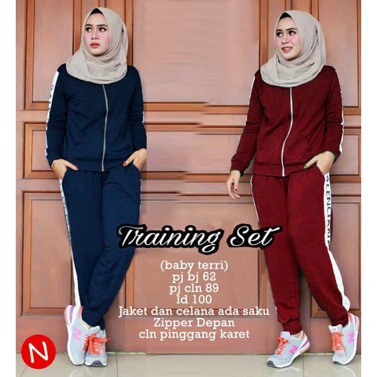 63161 TRAINING SET BAJU SETELAN MUSLIM WANITA MODIS TRENDY MASA KINI
