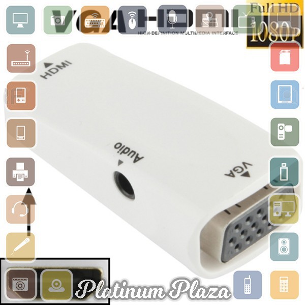 Full HD 1080P HDMI Female to VGA and Audio Adapter for HDTV / Monitor / Projector`699J98- White