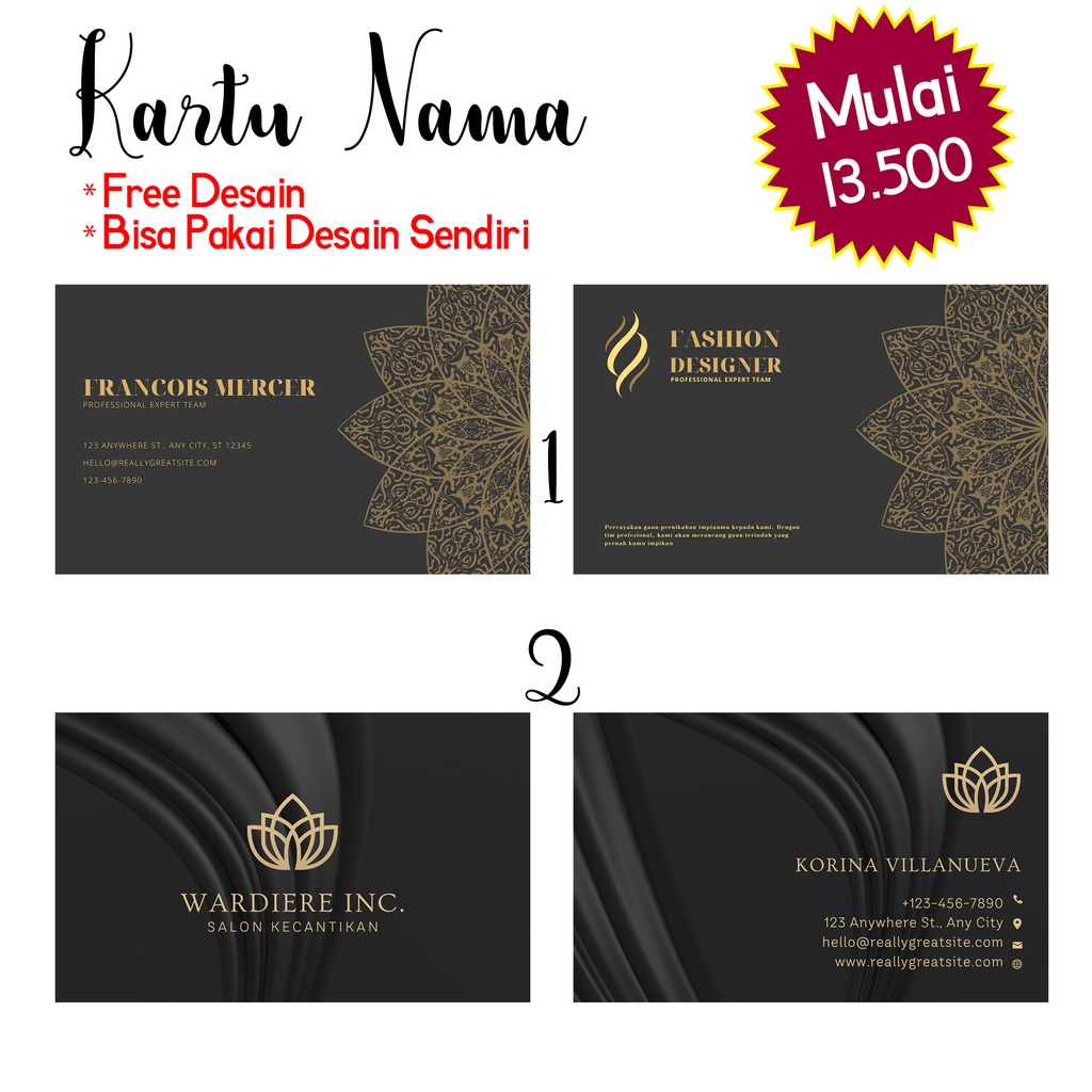 

Kartu Nama Costume - Free Desain - Murah - Free Box