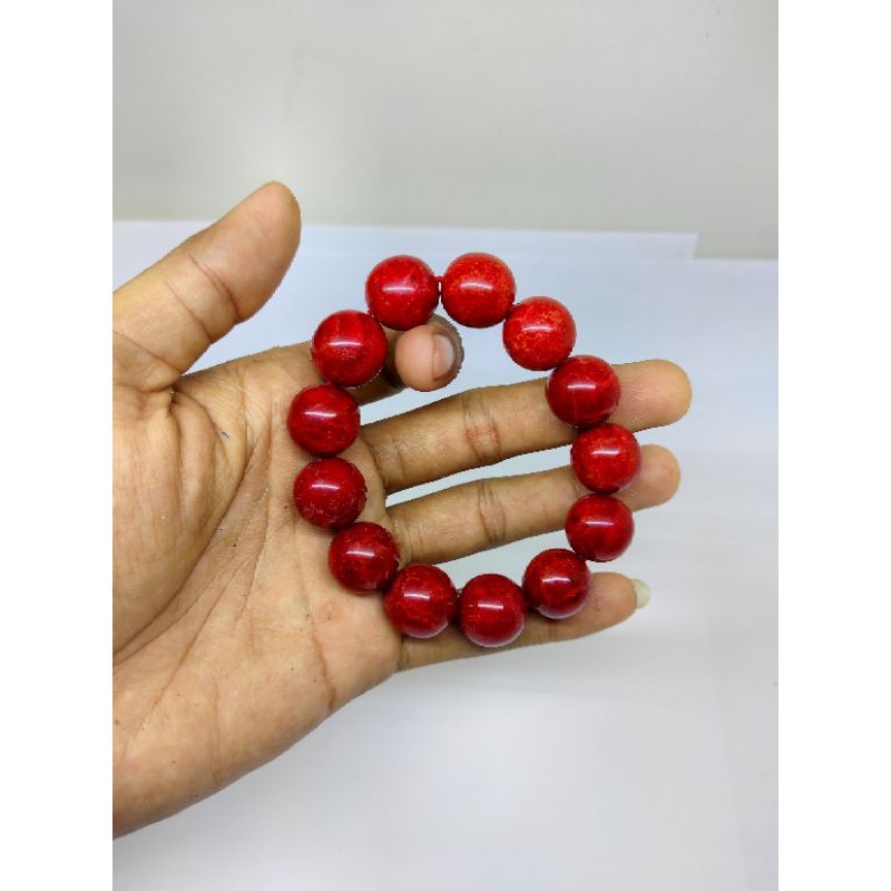 Gelang tasbih batu koral merah asli