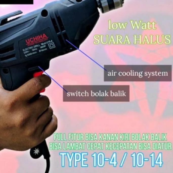 ➻ Mesin bor tangan listrik 10mm uchiha TYPE 10-14 Japan besi tembok kayu ✫