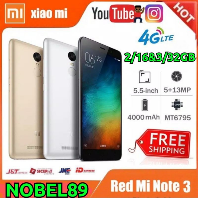 Xiaomi Redmi Note 3 Ram 2GB& 3GB Internal 16GB&32GB Mediatek 4G OLLOPERATOR LTE