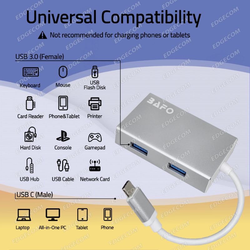 BAFO USB 3.1 TYPE C to USB 3.0 Hub 4 Port BF-4331