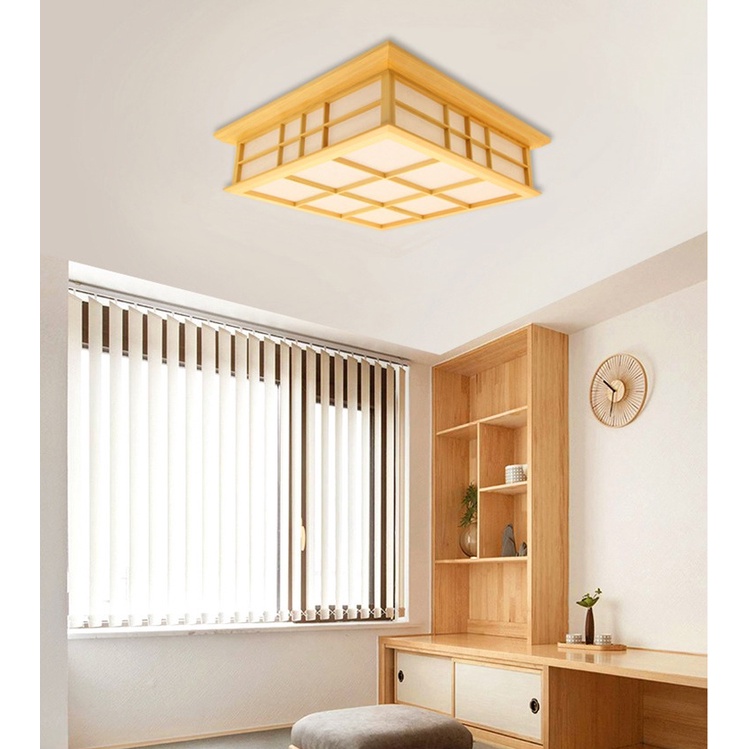 Wooden Ceiling Lamp Japan Design 65x65x12 cm Lampu Langit Model Jepang