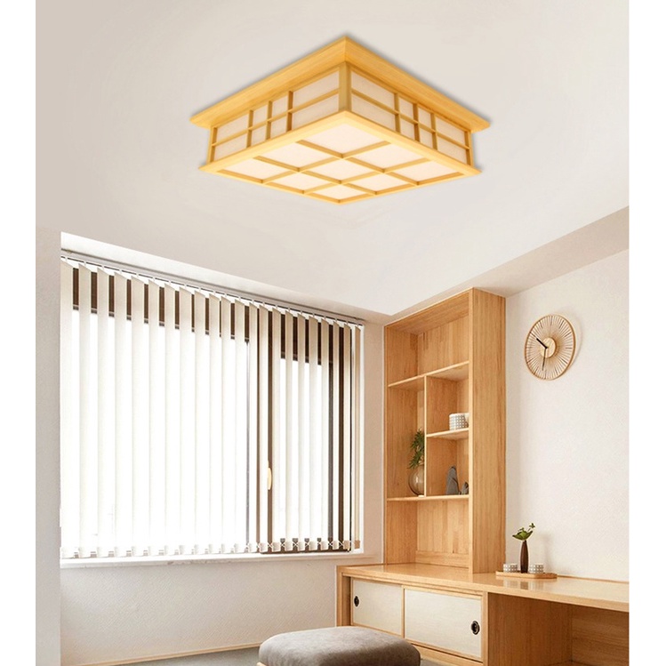 Wooden Ceiling Lamp Japan Design 35x35x10 cm Lampu Langit Model Jepang