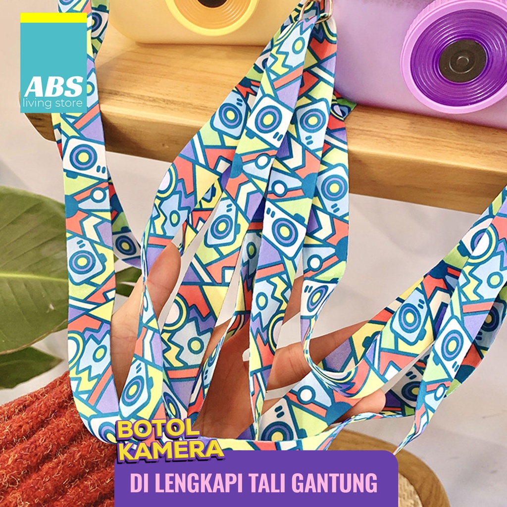 ABS Camera Bottle / Botol Kamera Unik / Botol Minum Anak Free Sticker Karakter 400ml BPA FREE-6