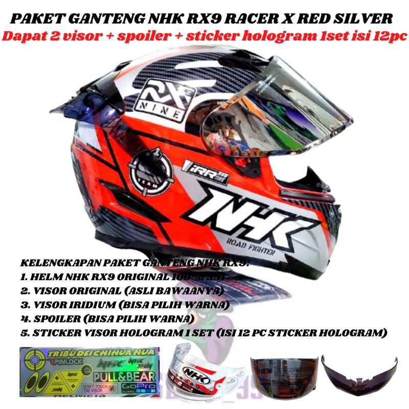 PAKET GANTENG HELM NHK RX9 ALL VARIAN TERMURAH-G.RACER RED SILVER