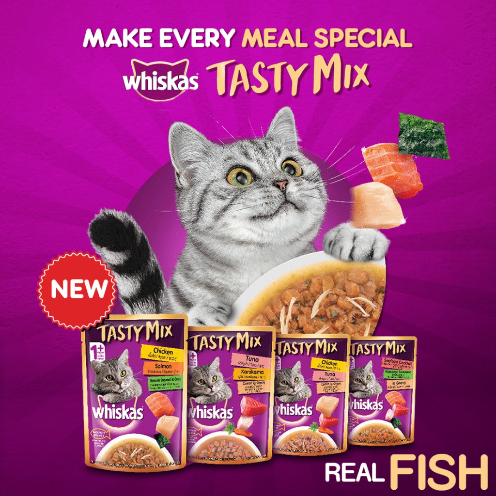 Wet Food Whiskas Tasty Mix Pouch Makan Basah Kucing