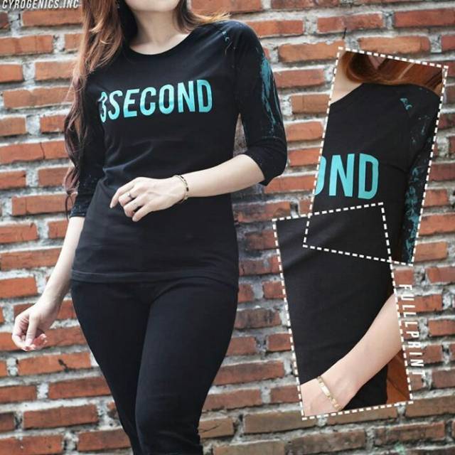 Jual Kaos raglan 3/4 cewek premium murah banget badan hitam lengan
