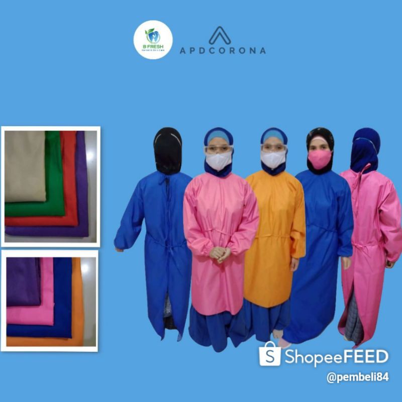 Baju APD Gown Medis TASLAN MOTIF POLOS REUSE anti air OK Hazmat Bedah Operasi Scrub Murah Surabaya
