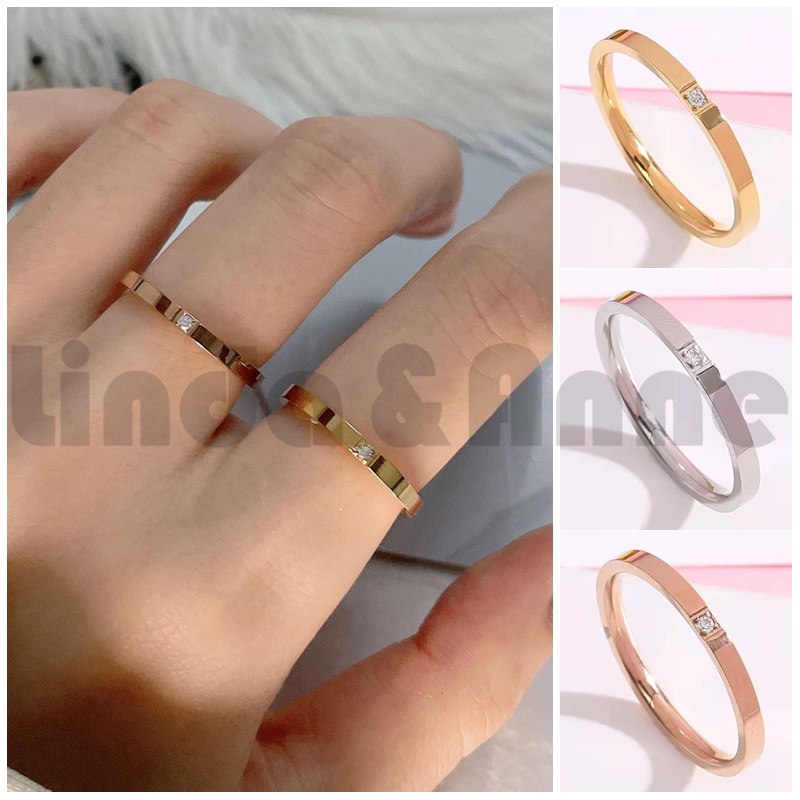 Cincin Titanium -  Cincin Ekor Titanium Berlian Sederhana Fashion Pria Wanita Rings