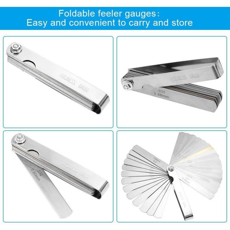 Feeler Gauge 32 Blades/Metric Imperial Gapped Filler Measure/Kit Pengukur Ketebalan