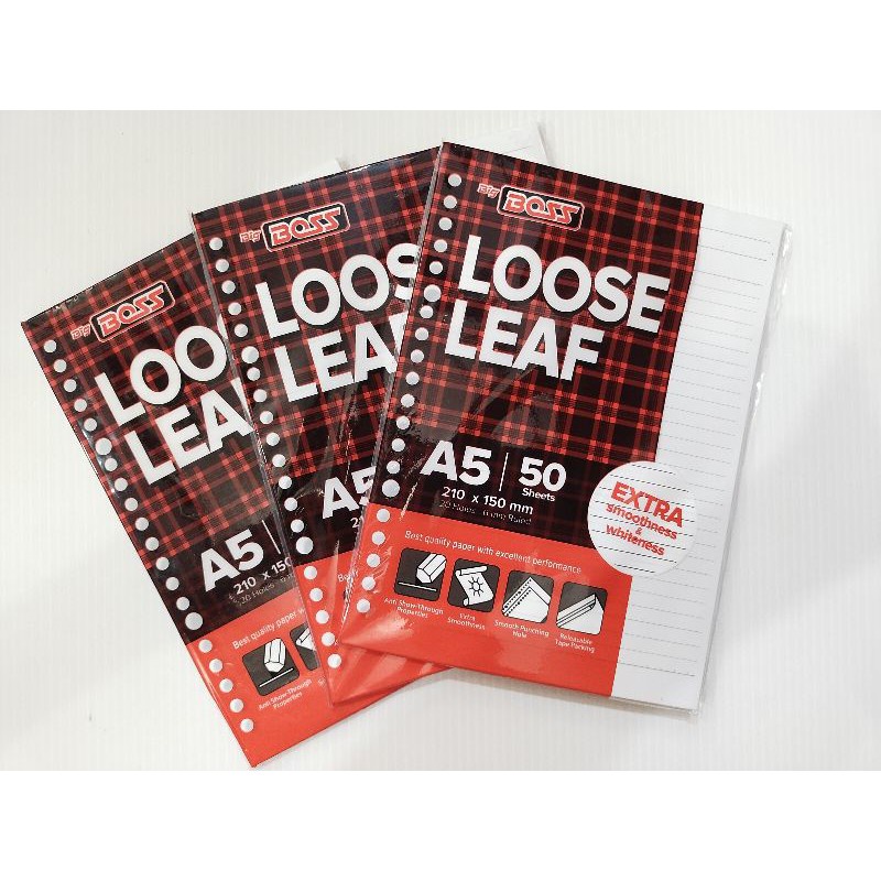 

[PAK] LOOSE LEAF BIG BOSS GARIS A5-50 PUTIH / ISI BINDER / KERTAS BINDER