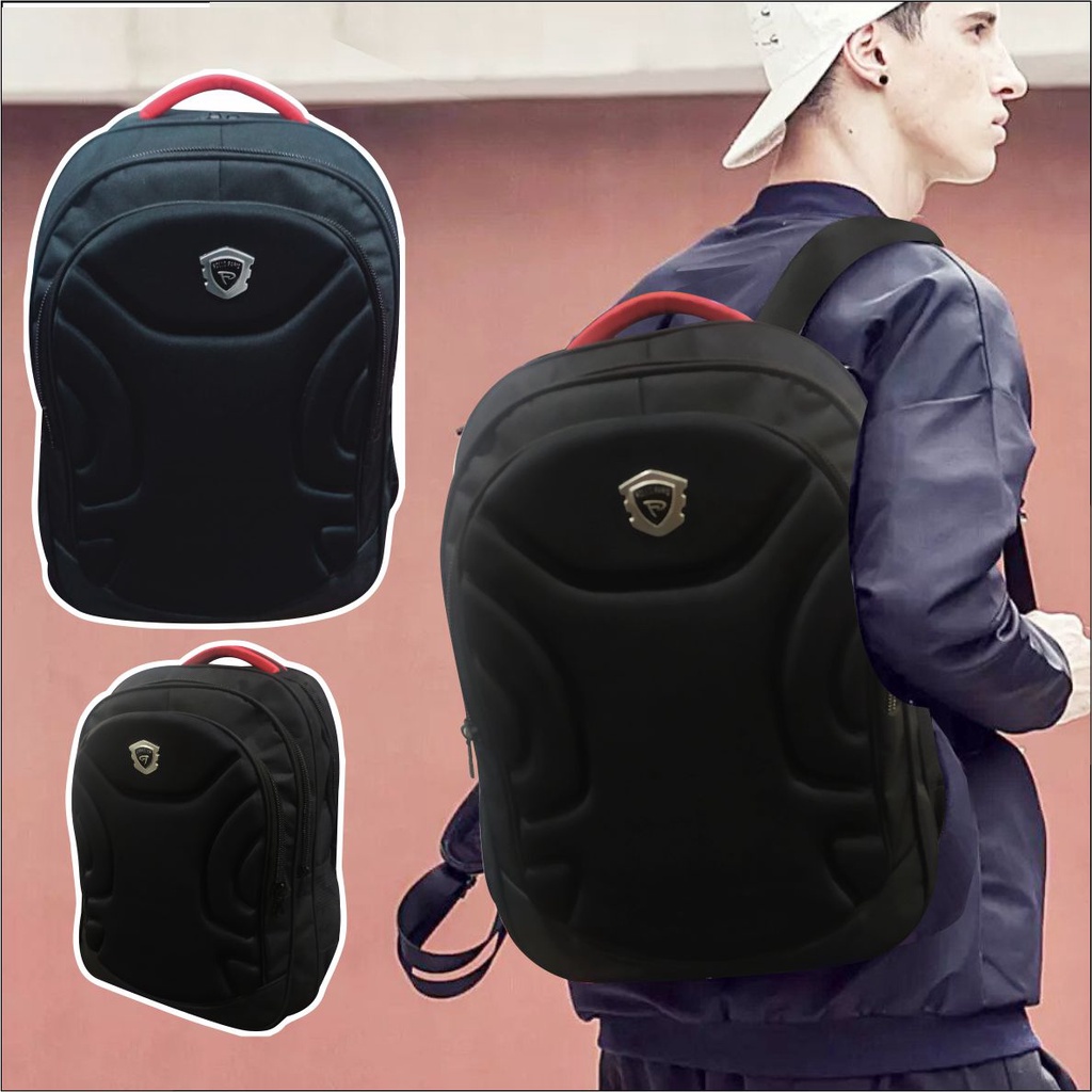 Tas Ransel Punggung Laptop Model Emboss Tas Sekolah Pria Wanita Unisex Bagpack Polos - PG 10