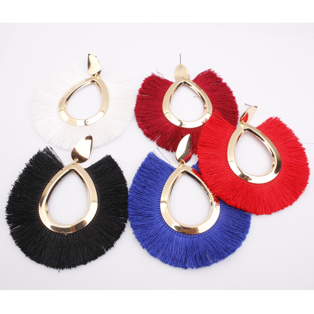 Eropa dan Amerika terkenal berlebihan alloy kipas rumbai anting-anting fashion wanita retro khusus b