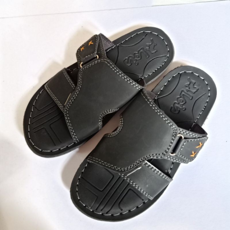 SANDAL SELOP KULIT LOIS PRIA DEWASA HITAM