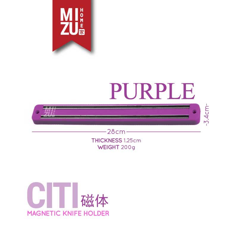 MIZU CITI Magnetic Knife Holder Organizer Gantungan Pemegang Tempat Pisau Magnet Dinding Dapur-PURPLE ungu