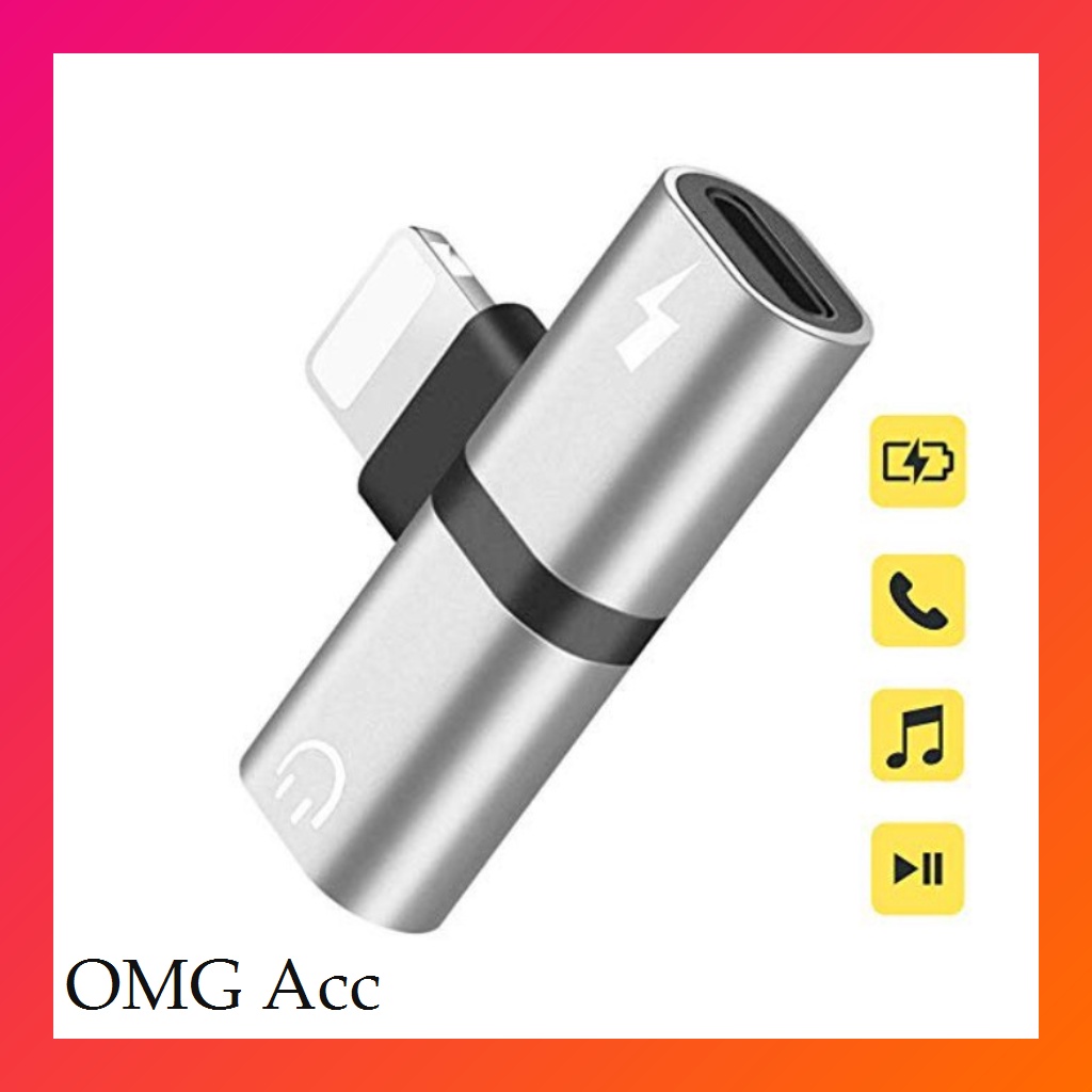 Splitter konektor pemisah audio jack mic dan Lightning for Iphone