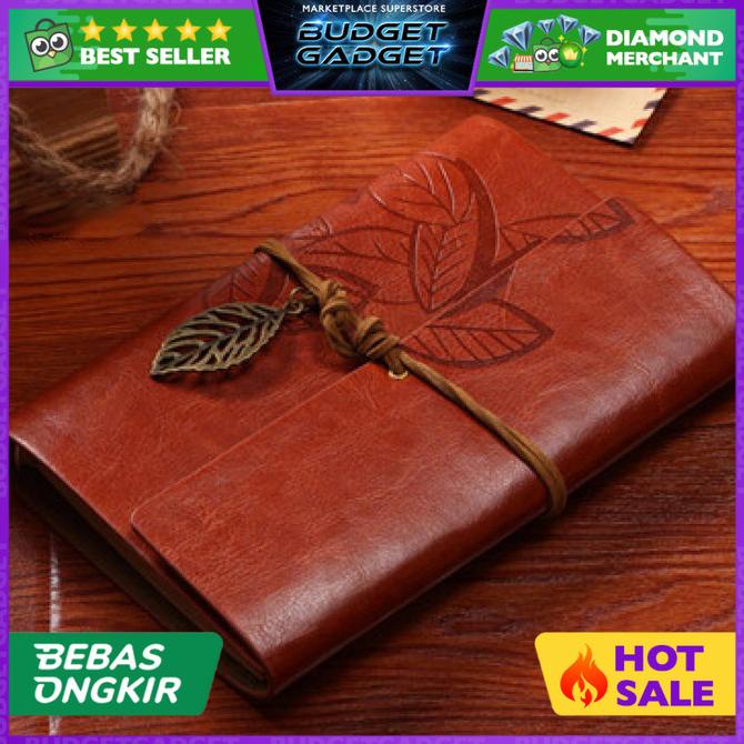 

BISA COD Buku Catatan Binder Kulit Retro Leaf Note Kertas A6 BERGARANSI Kode 1334