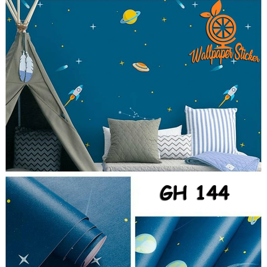 Wallpaper dinding 3d motif elegant / Wallpaper dinding kamar tidur anak wallstiker Planet Gh144 Ukuran 45cm x 9m