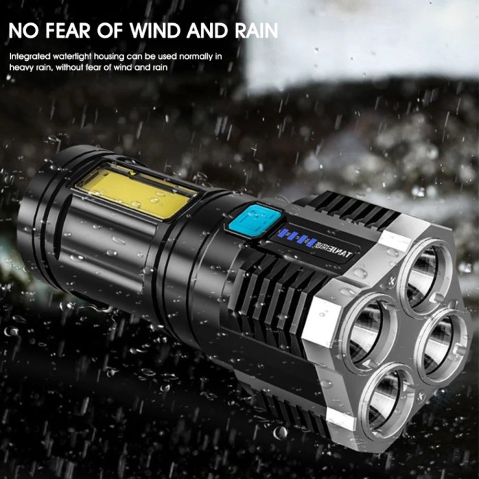Senter LED 4 Mata Senter Led Rechargeable Senter Tangan Cas