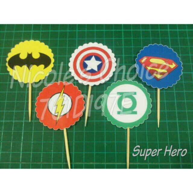 

Cupcakes super hero tusukan hiasan kue cupcake topper