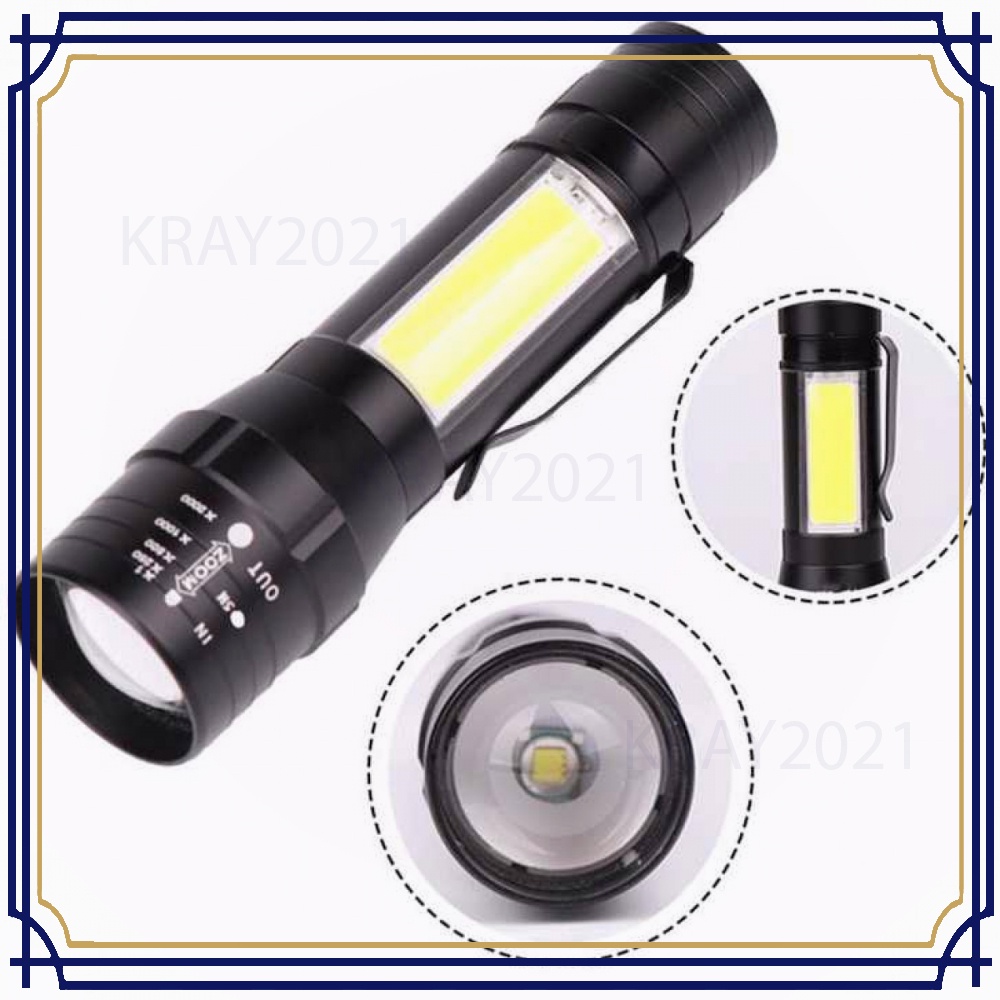 Senter LED USB Rechargeable XML-T6 + COB - 1907