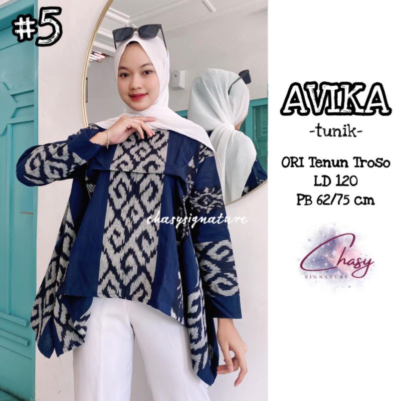 AVIKA TUNIK / TUNIK BAHAN TENUN ORI / TUNIK BATWING / BAJU KERJA TENUN MOTIF BATIK / BAJU ETNIK