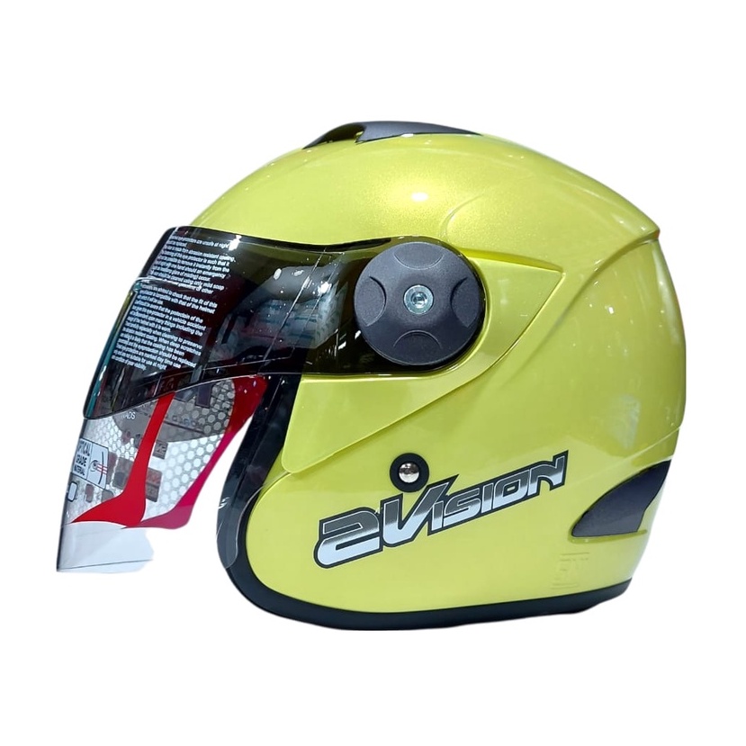 Helm KYT 2 Vision Kuning Lemon Glossy Original Half Face