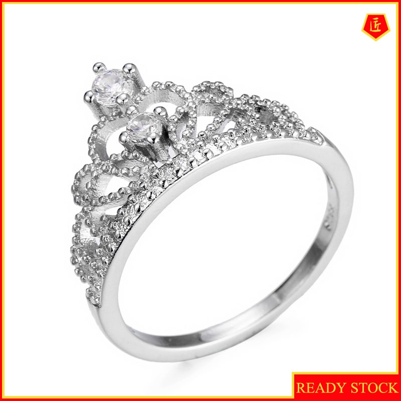 [Ready Stock]Fashion Elegant Micro-Inlaid Crown Diamond Ring