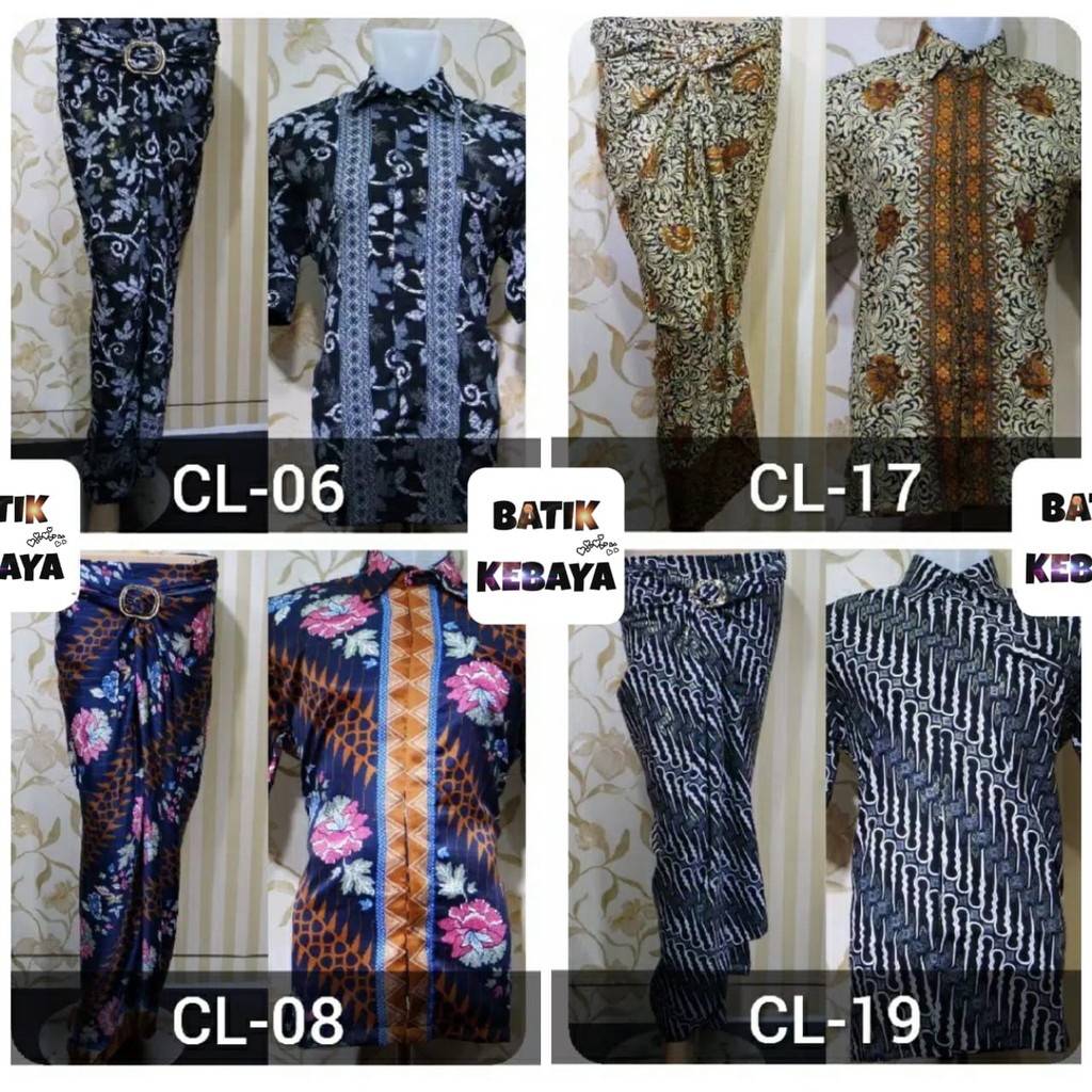 KEMEJA DAN ROK LILIT BATIK - SET COUPLE BATIK - BATIK KEBAYA COUPLE - BAJU KEMEJA BATIK - ROK BATIK